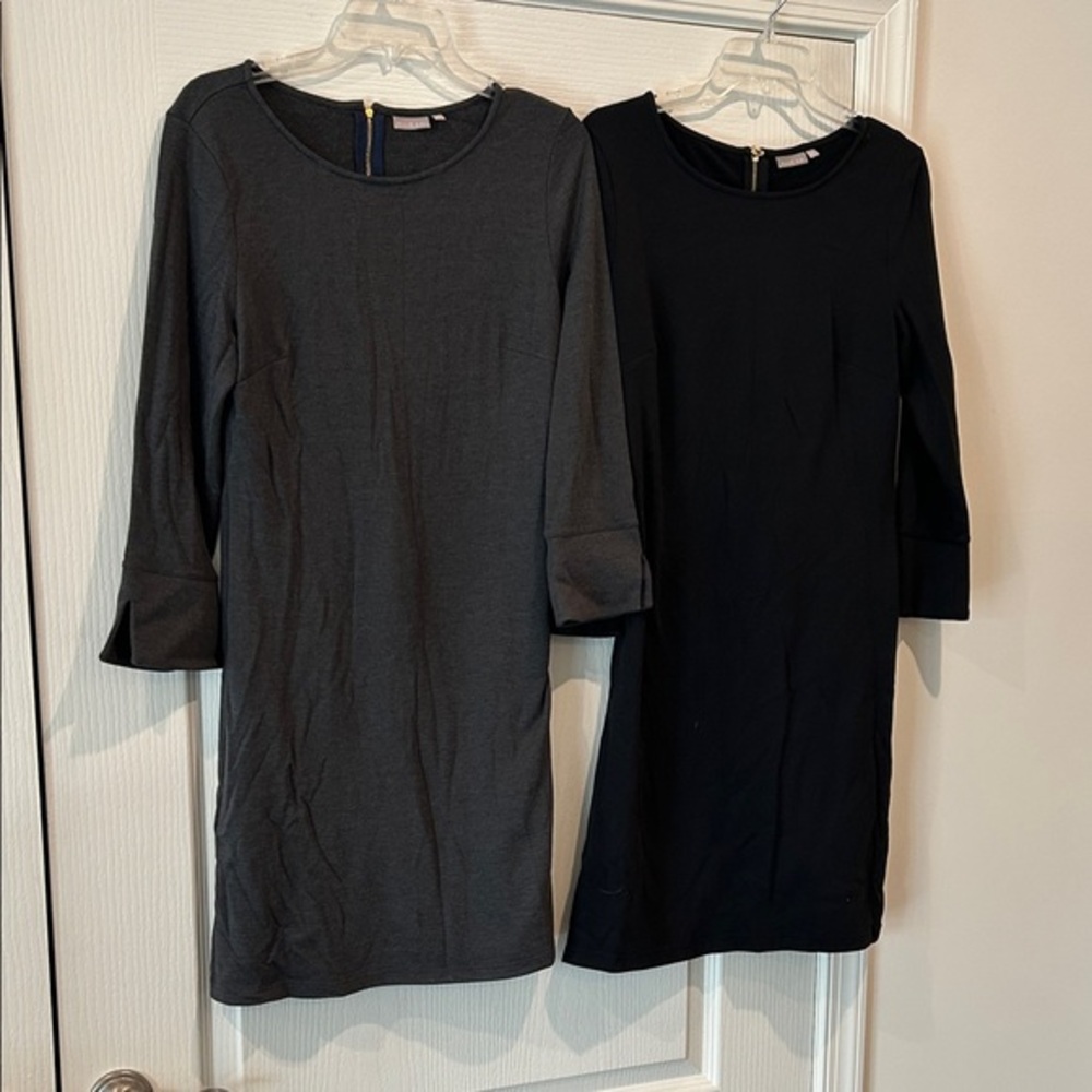ELLIE KAI size 6 BUNDLE Elegant Long Sleeve Dresses in Charcoal and Midnight